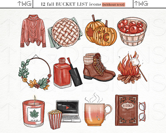 Fall Bucket List Icons Bundle in Illustrations - product preview 2