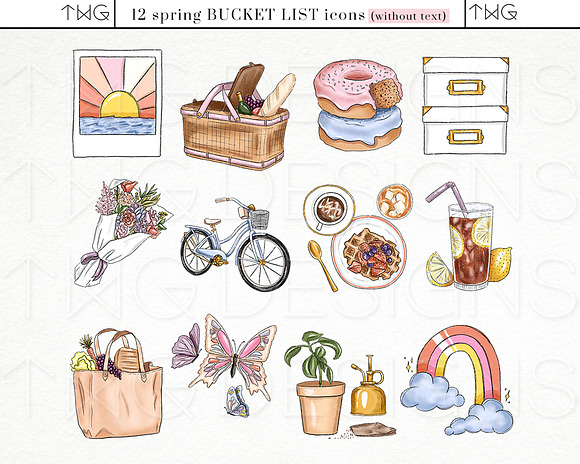 Spring Bucket List Icon Bundle in Illustrations - product preview 2