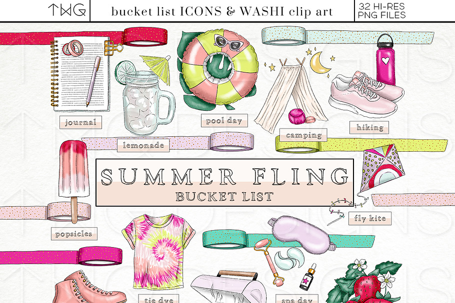 Summer Bucket List Icon Bundle in Illustrations - product preview 8