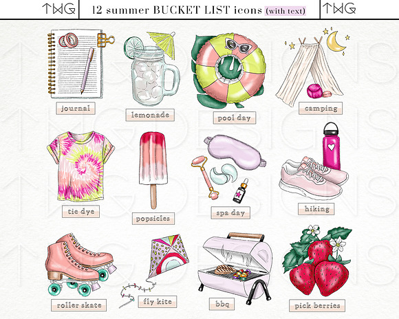 Summer Bucket List Icon Bundle in Illustrations - product preview 1