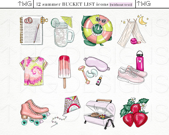 Summer Bucket List Icon Bundle in Illustrations - product preview 2