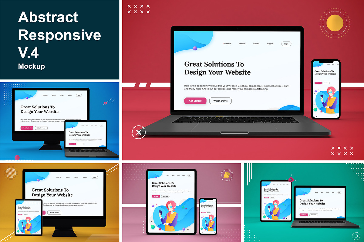 Abstract Responsive Mockup V.4 in Mobile & Web Mockups - product preview 8