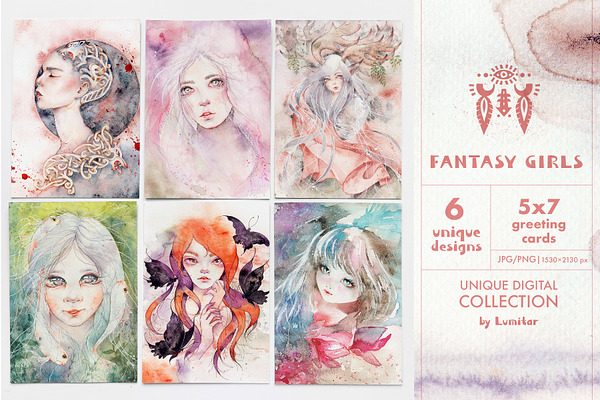 Fantasy Girl Art. Greeting Cards