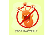 Stop Bacteria Cartoon Vector