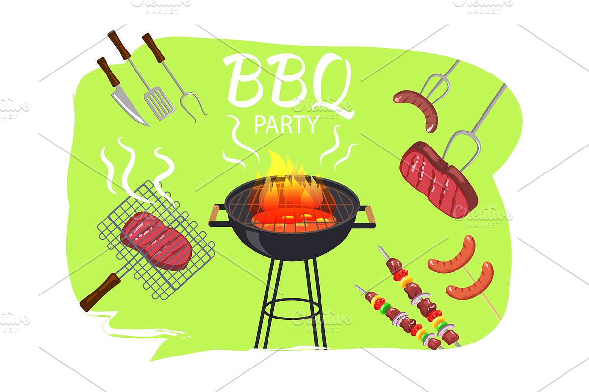 Barbecue Party and Meal Poster in Illustrations - product preview 8
