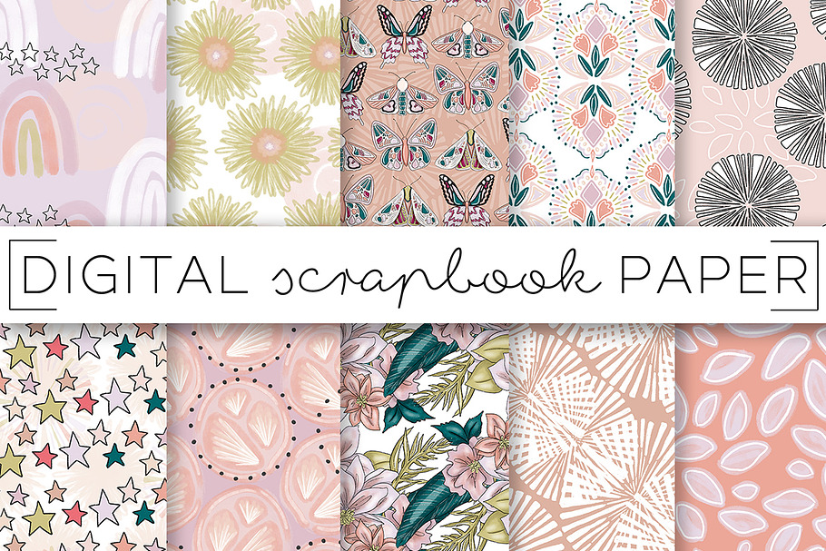 Lavender Florals Digital Paper Set in Patterns - product preview 8