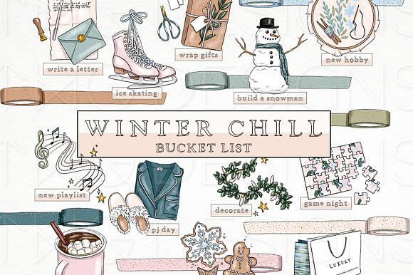 Winter Bucket List Icon Bundle in Illustrations - product preview 4