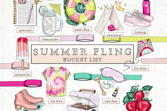 Summer Bucket List Icon Bundle in Illustrations - product preview 4