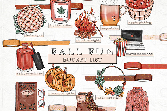 Fall Bucket List Icons Bundle in Illustrations - product preview 4