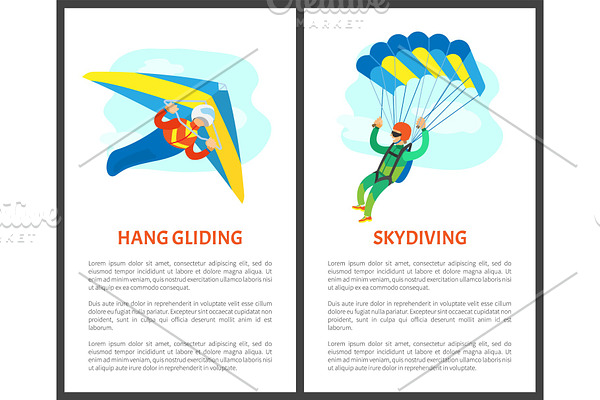 Hang Gliding and Skydiving People in