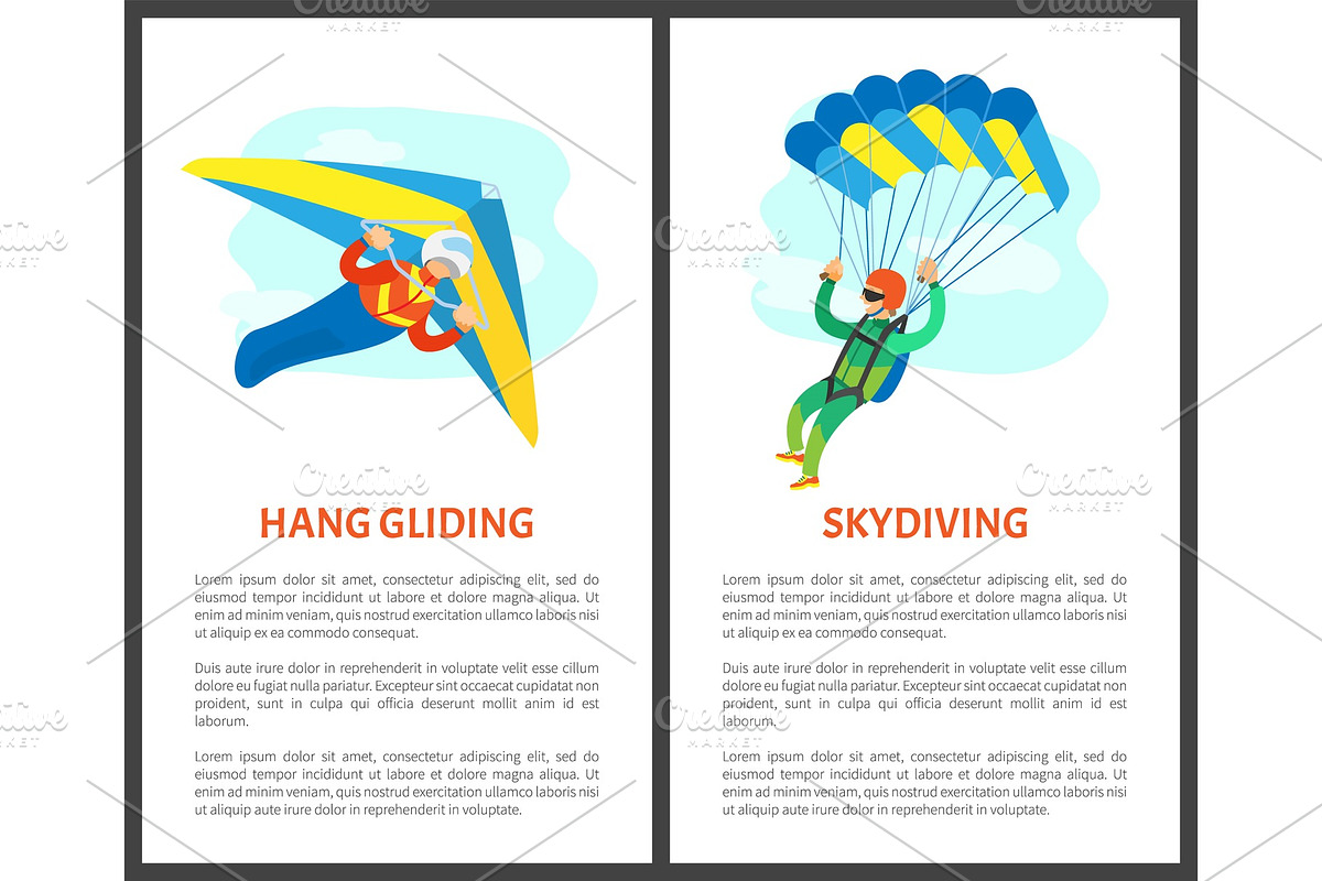 Hang Gliding and Skydiving People in in Illustrations - product preview 8