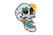 Skull beach illustration