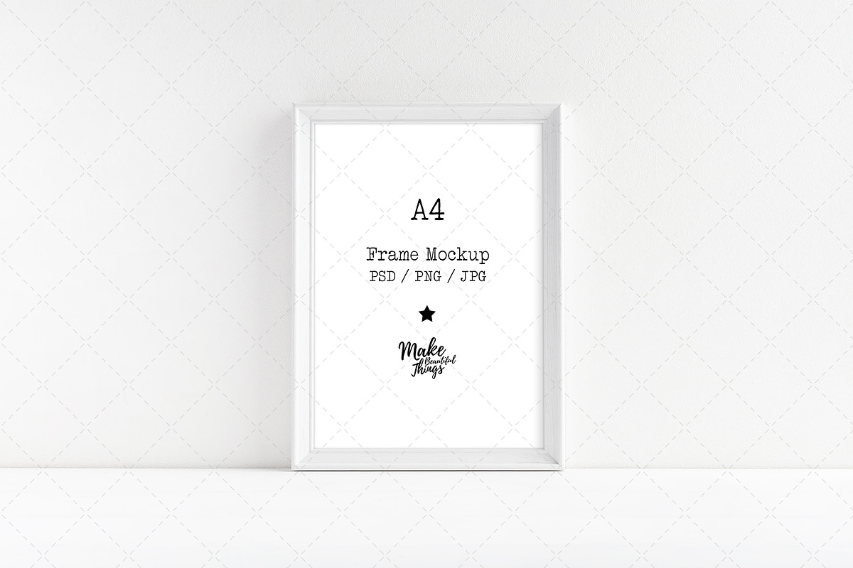 A4 Wooden white frame mockup in Print Mockups - product preview 8