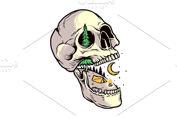 Skull camp illustration
