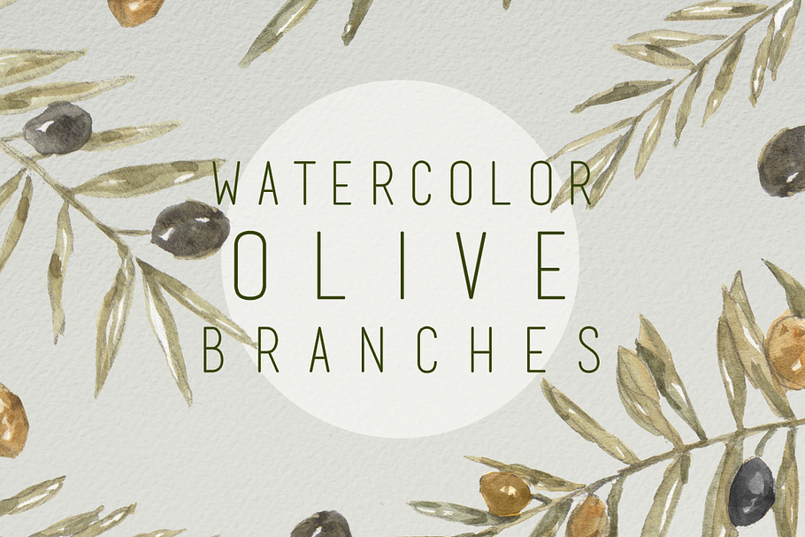 Watercolor Olive Branches