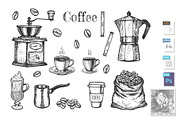 Coffee objects set to make and drink