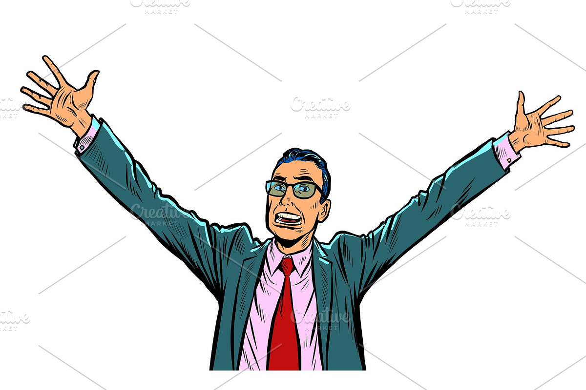 happy businessman hand up gesture in Illustrations - product preview 8