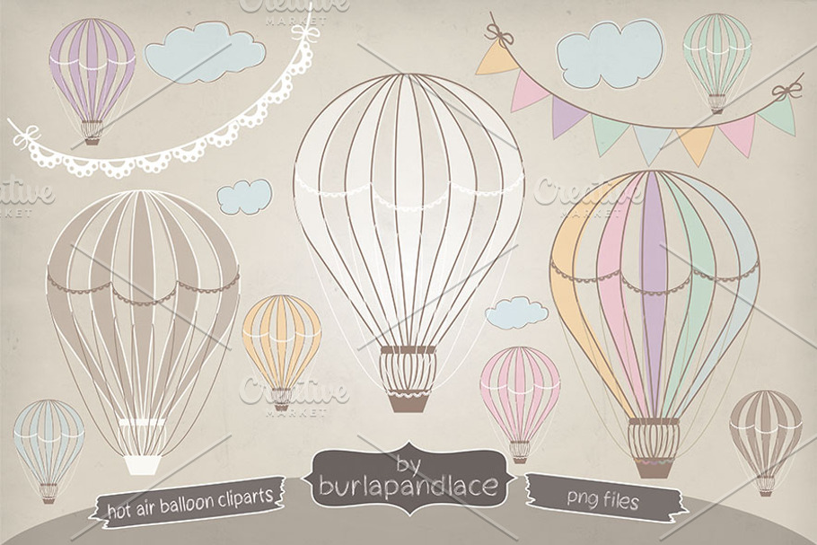 Hot Air Balloon Clipart Custom Designed Illustrations Creative