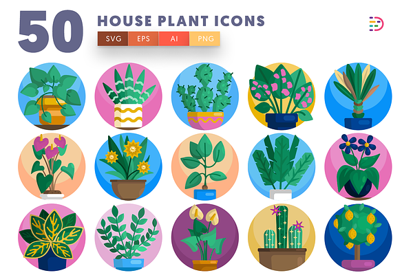 50 House plant icons