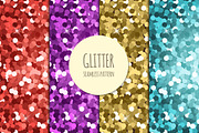 Set of glitter seamless patterns