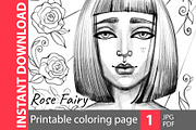Rose fairy - coloring page
