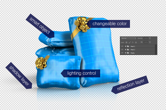 Wrapped Gift Packaging Bags Mockup in Product Mockups - product preview 2
