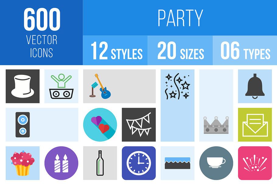 600 Party Icons in Graphics - product preview 8