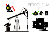 Vector set of 5 sign oil and derrick
