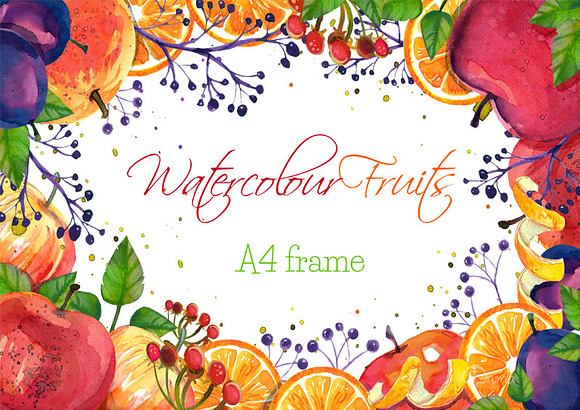 Watercolot Fruits 13 clip arts set in Illustrations - product preview 3