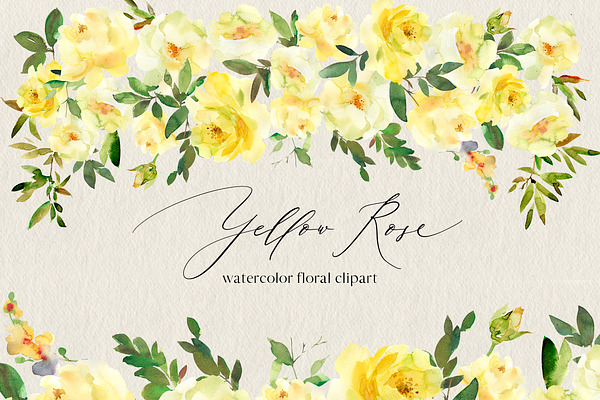 Yellow Rose Watercolor Flowers PNG