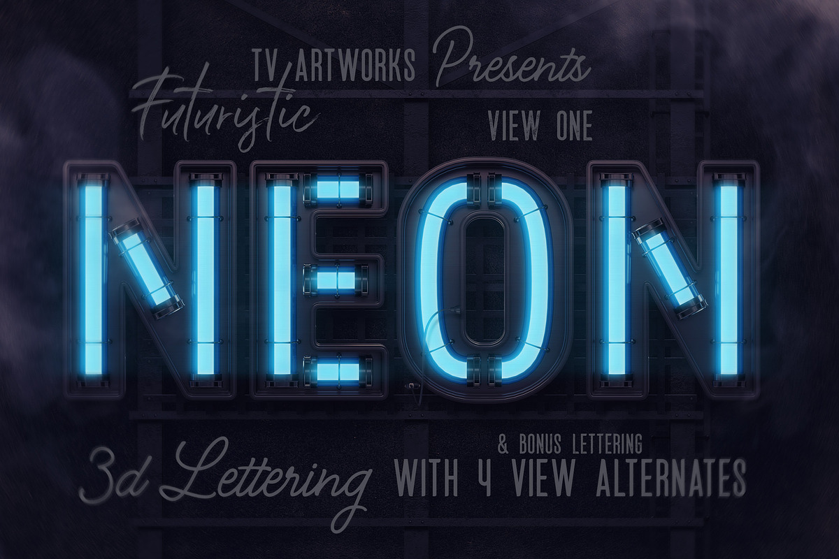 Futuristic Neon 3D Lettering in Graphics - product preview 8