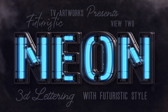 Futuristic Neon 3D Lettering in Graphics - product preview 2