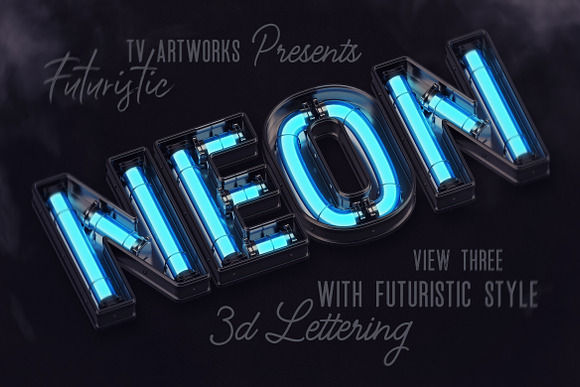 Futuristic Neon 3D Lettering in Graphics - product preview 4