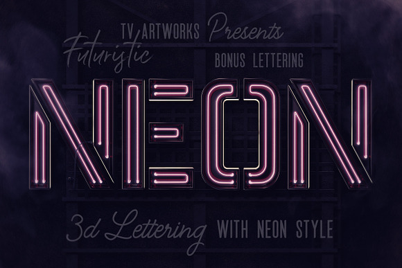Futuristic Neon 3D Lettering in Graphics - product preview 5