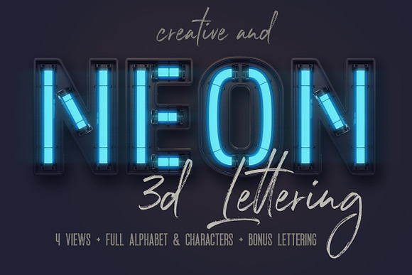 Futuristic Neon 3D Lettering in Graphics - product preview 7