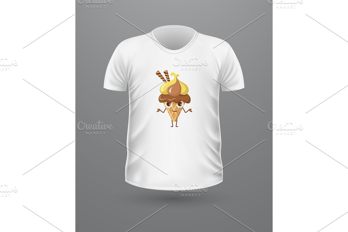 T-shirt Front View with Ice Cream in Illustrations - product preview 8