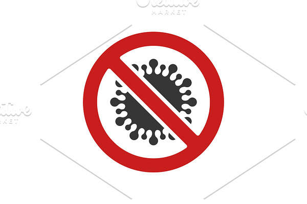 Coronavirus Icon with Prohibit Sign