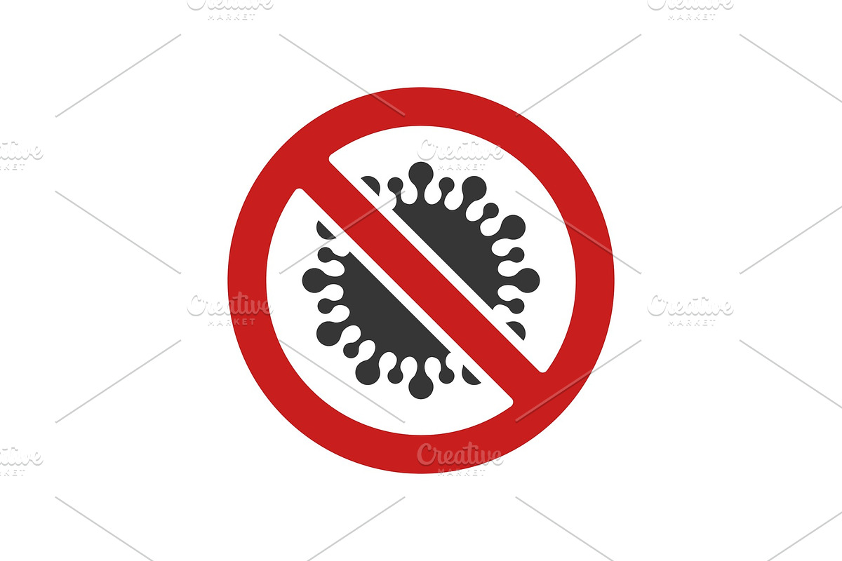Coronavirus Icon with Prohibit Sign in Objects - product preview 8