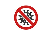 Coronavirus Icon with Prohibit Sign