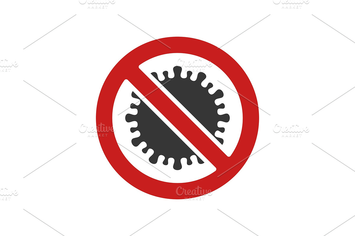 Coronavirus Icon with Prohibit Sign in Objects - product preview 8