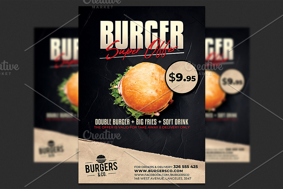 Burger Promotion Flyer Template in Flyer Templates - product preview 8