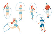 Series of people jumping on the rope