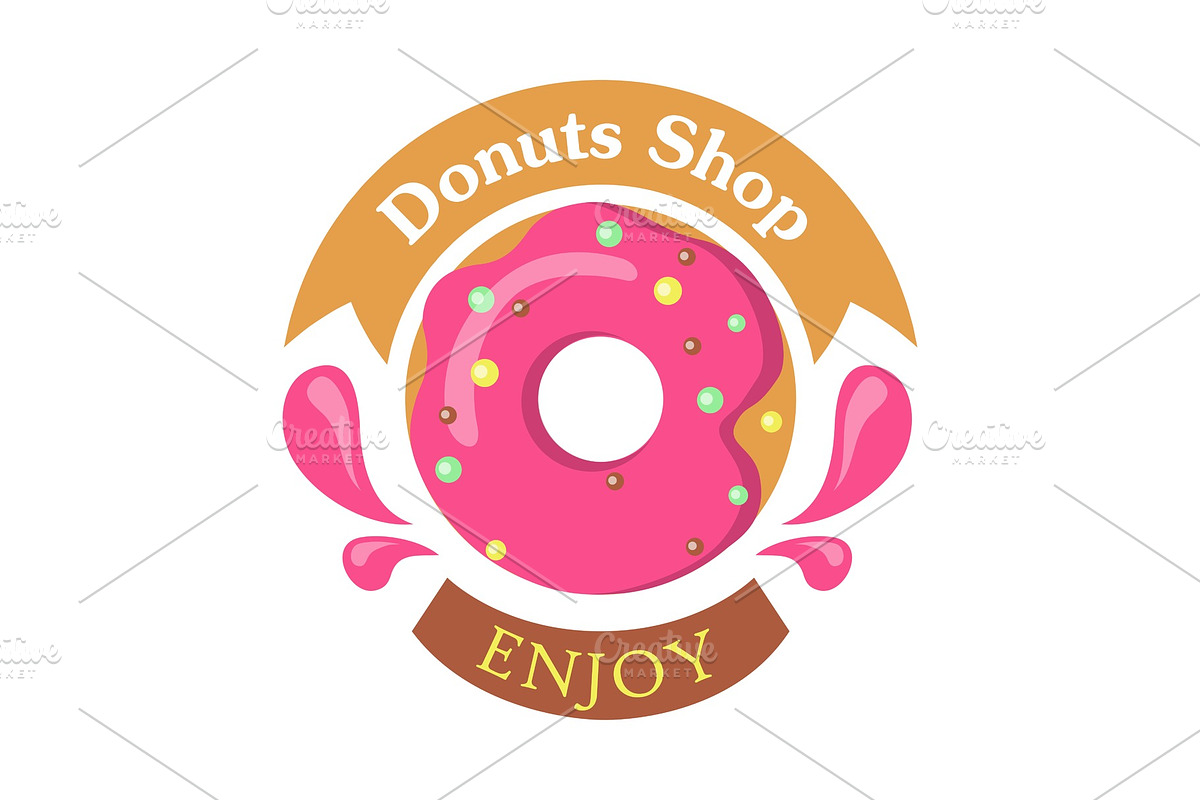 Donut Shop Logo Icon Enjoy. Tasty in Objects - product preview 8