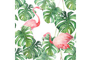 Seamless Pattern With Flamingos