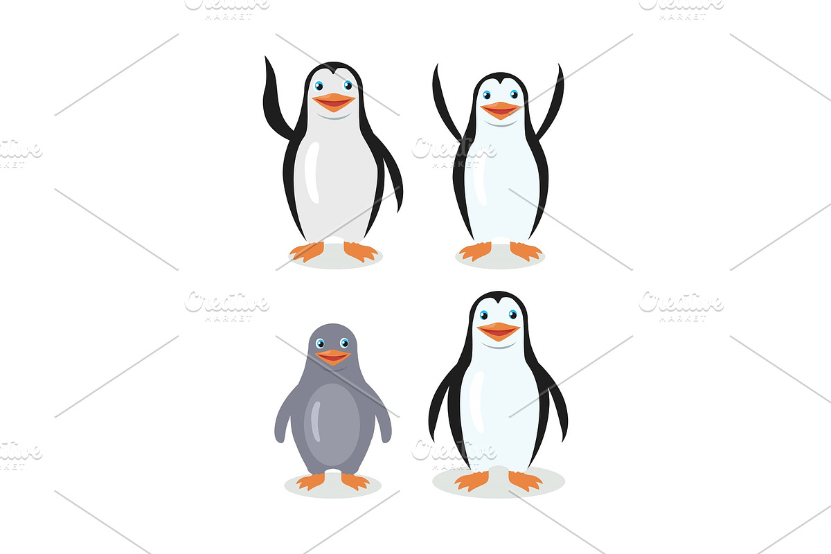 Funny Emperor King Penguins Set in Illustrations - product preview 8