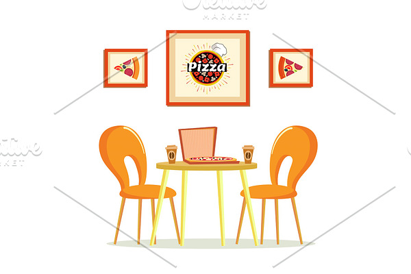 Pizza House, Pizzeria with Table and