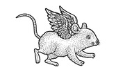 Mouse flying with wings sketch