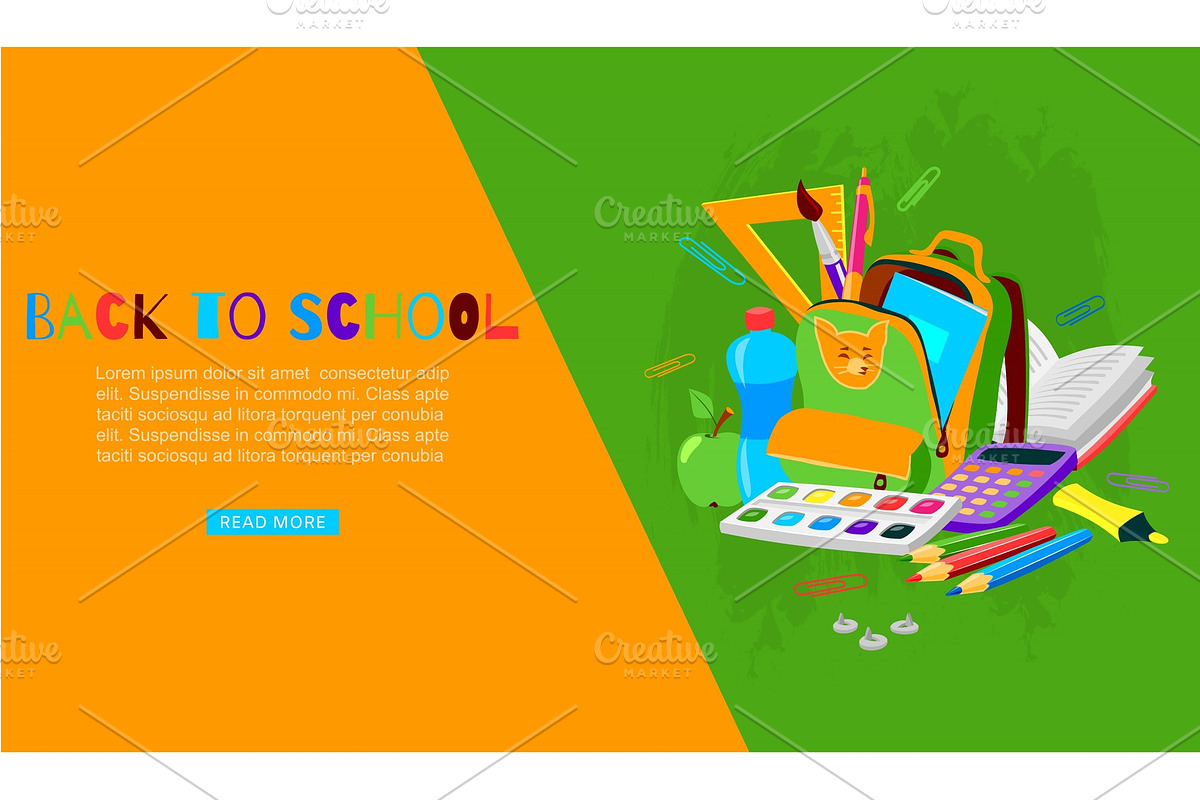 Back to school with backpack, colors in Objects - product preview 8