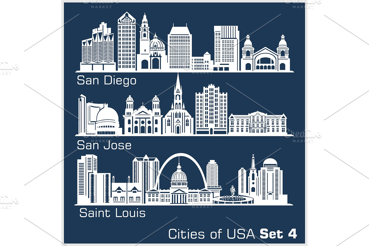 Cities of USA - San Diego, San Jose in Illustrations - product preview 8