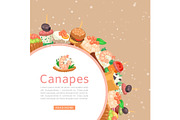 Canapes, tapas on plate web banner